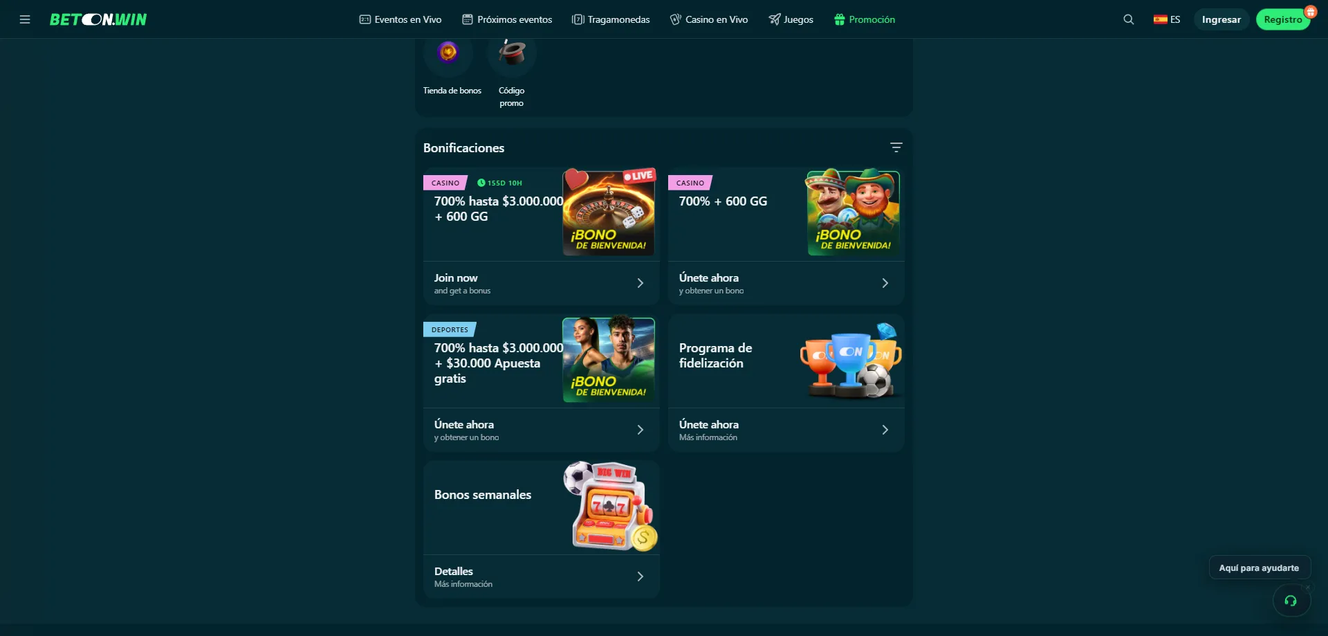 Bonos y promociones de BetonWin Casino &mdash; bono de bienvenida hasta &euro;500